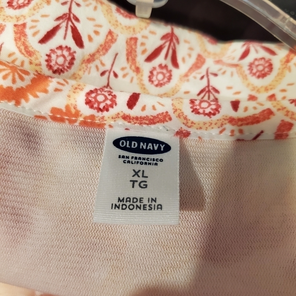 OLD NAVY HAWAIIAN LUAU ORANGE DRESS  FLORAL HIBISCUS TROPICAL - Picture 4 of 7